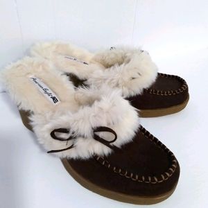 American Eagle Brown Suede  Furry Sandals